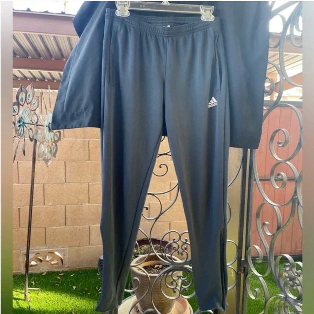 🏷 Adidas Climalite Unisex Stretch Elastic Waist Ankle Zippers Black Sweatpants